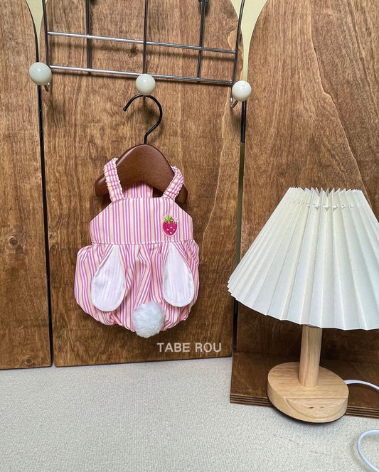 Strawberry Bunny Striped Dress 草莓兔兔條紋裙
