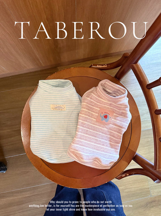 Striped Elephant Turtleneck Tee 條紋小象高領打底衫