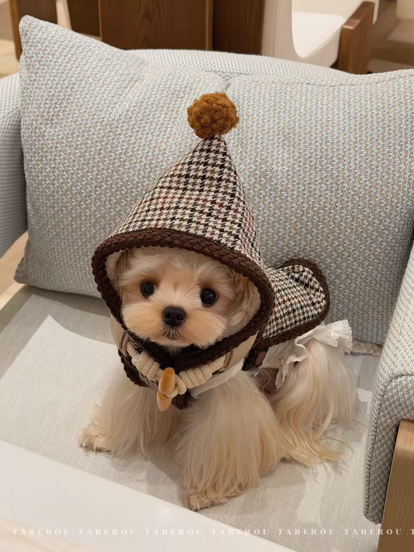 Houndstooth Christmas Cloak 復古千鳥格毛帽斗篷