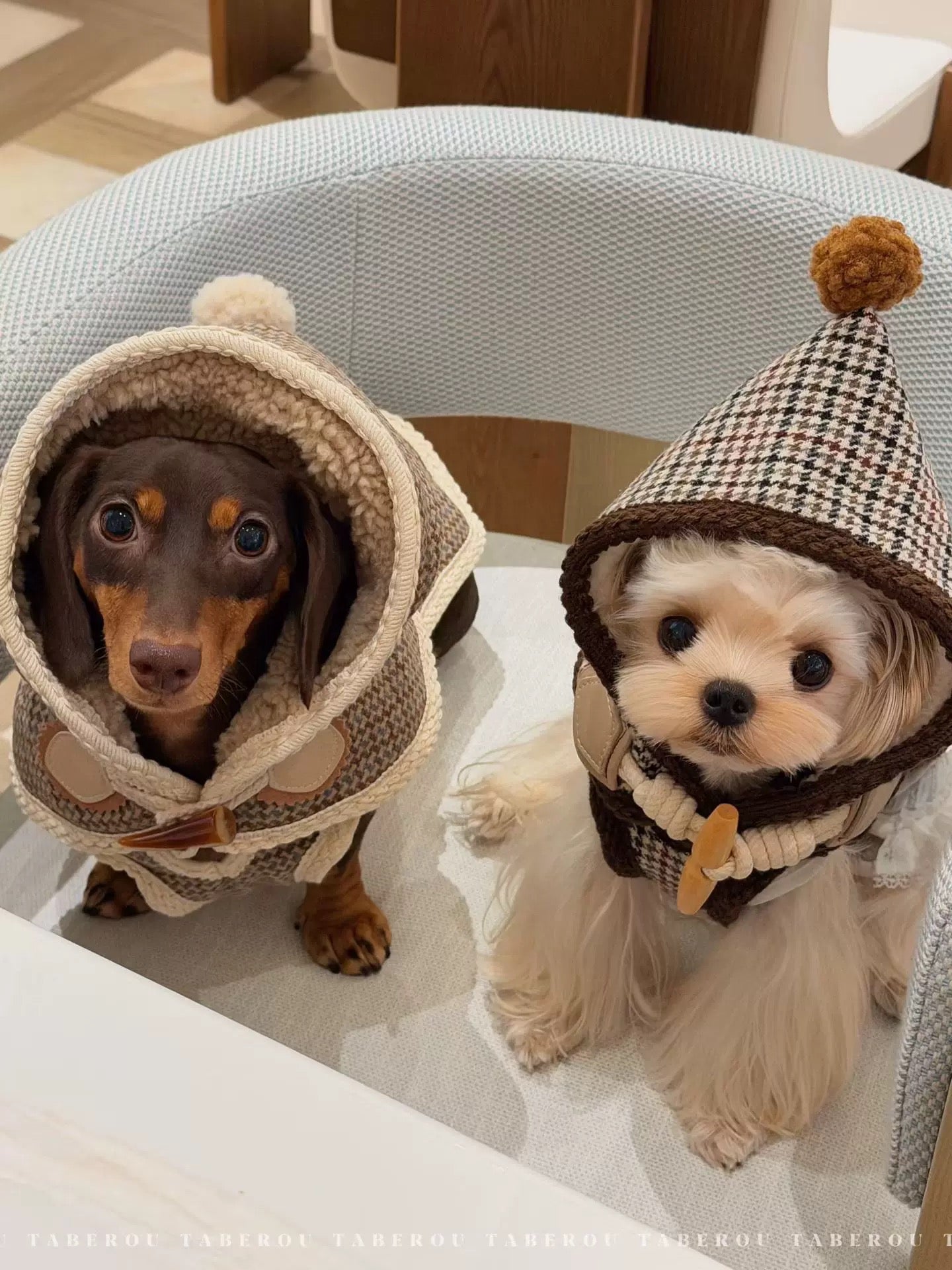 Houndstooth Christmas Cloak 復古千鳥格毛帽斗篷