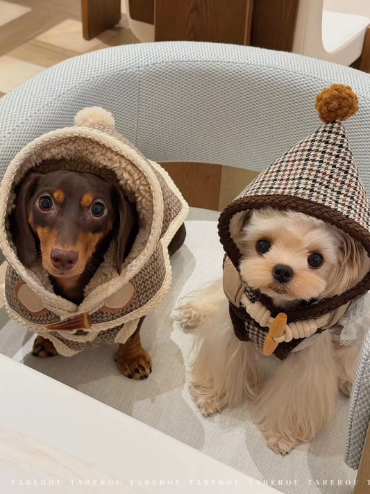 Houndstooth Christmas Cloak 復古千鳥格毛帽斗篷