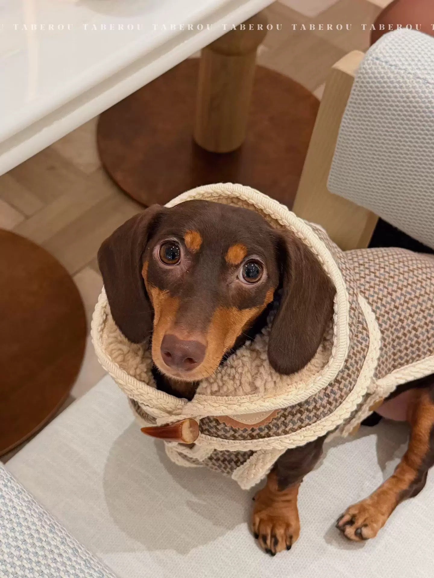 Houndstooth Christmas Cloak 復古千鳥格毛帽斗篷