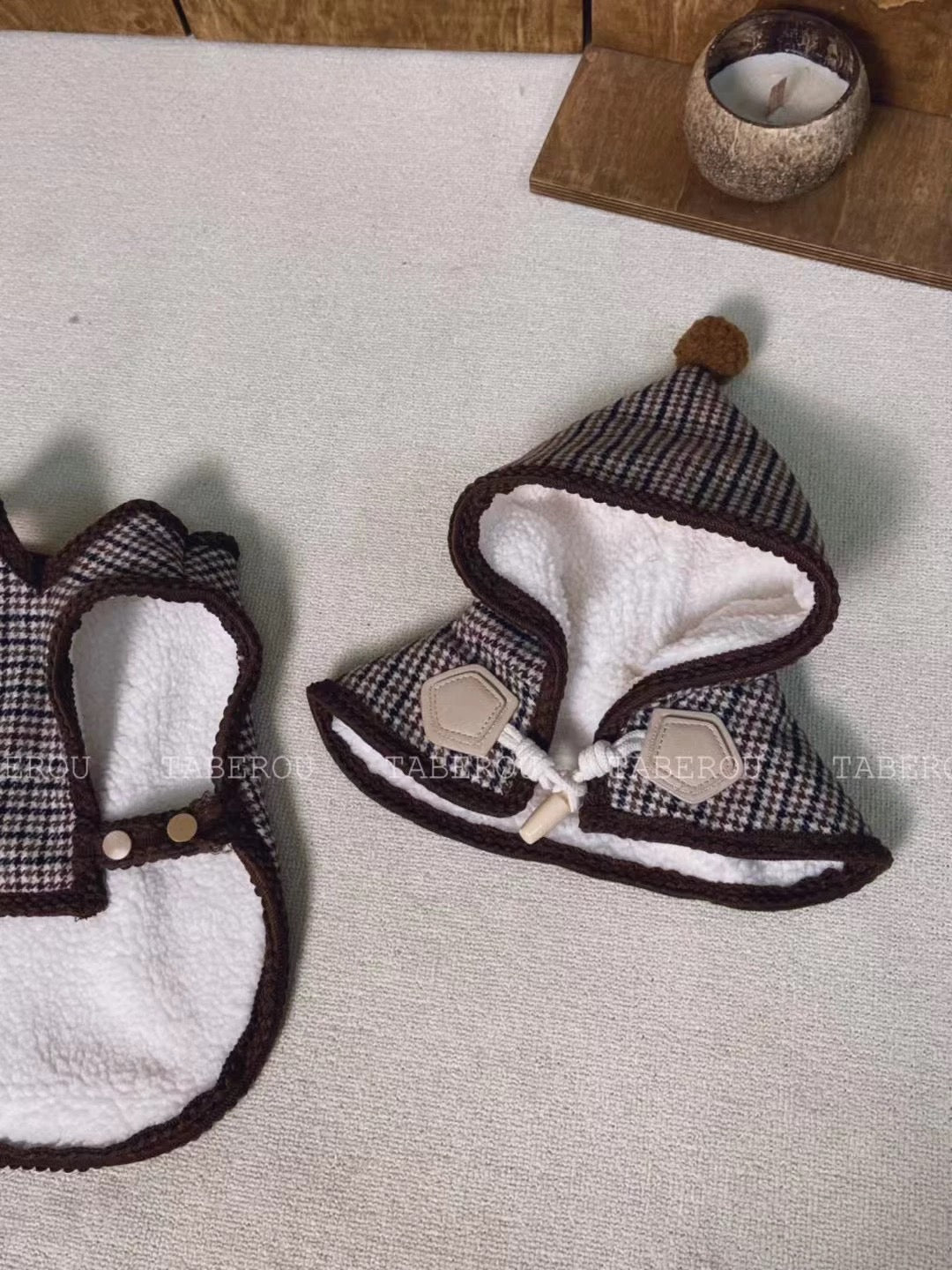 Houndstooth Christmas Cloak 復古千鳥格毛帽斗篷